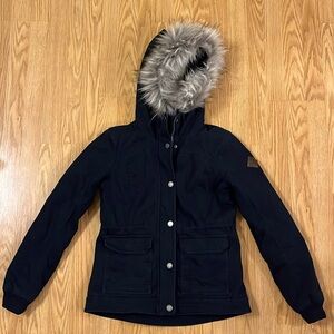 Hollister Heritage Coat with Faux Fur & Hood Size Small